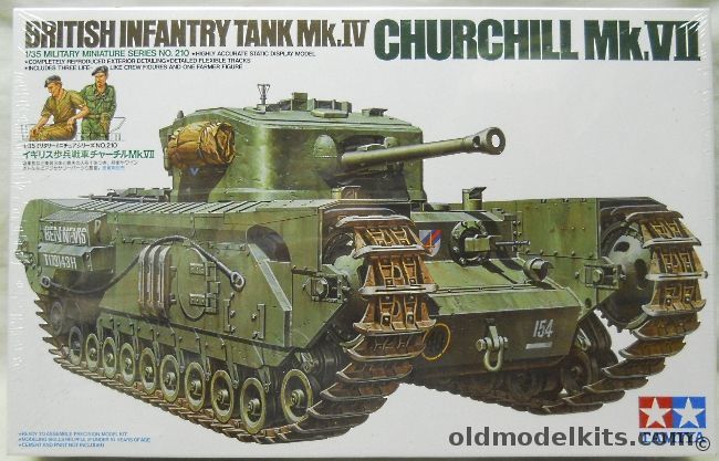 Tamiya 1/35 Churchill Mk.IV - With Crew Of Three / Farmer Figures / Accessories, 35210 plastic model kit